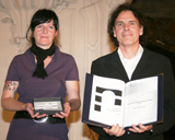 Dr. Christofer Hornstein (Bauherr und Architekt) und Dipl.-Ing. Marion Kolbe. Foto: Bayerische Ingenieurekammer-Bau / Hauk