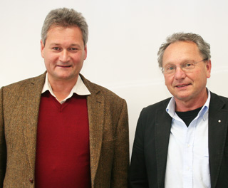 Die Arbeitskreisvorsitzenden Prof. Dr.-Ing. habil. Karl G. Sch�tz und Dipl.- Ing. (FH) Wolfgang Schwind. Foto: Alexander Hauk / Bayerische Ingenieurekammer-Bau
