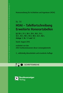�HOAI � Tafelfortschreibung Erweiterte Honorartabellen�